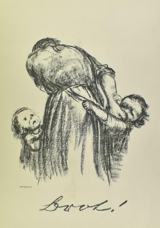 Brot!, Mutter mit zwei hungernden Kindern, Käthe Kollwitz, Berlin 1924 © HMF